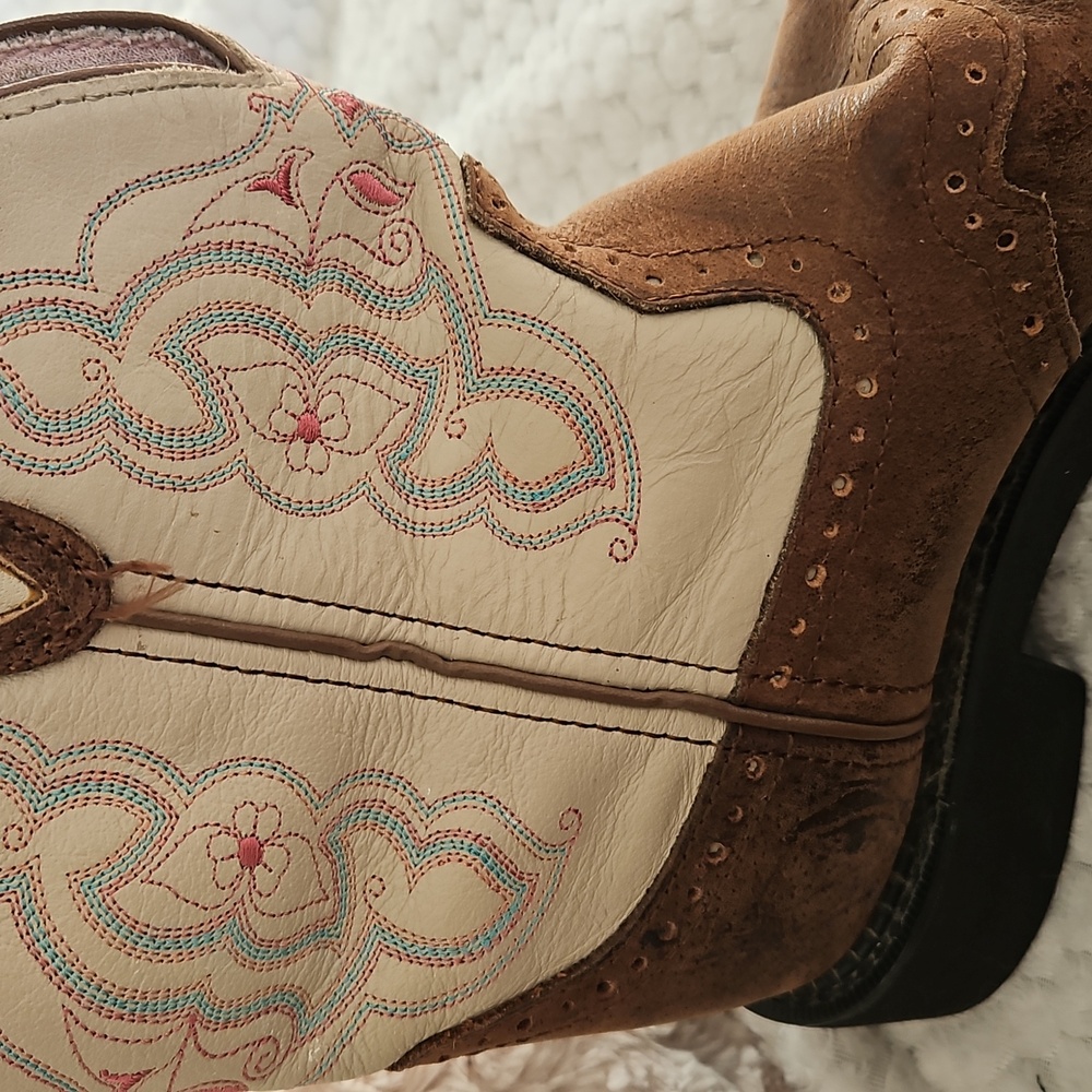 Womens Justin Gypsy Brown and Cream Western Boots Size 6.5B - Picture 11 of 15